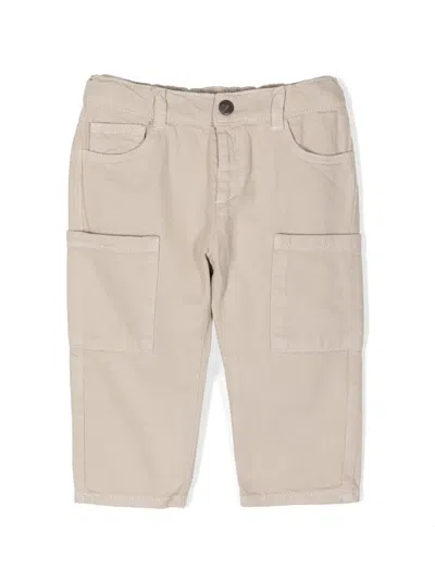 Emporio Armani Babies' Logo-plaque Cotton Chinos In Neutrals