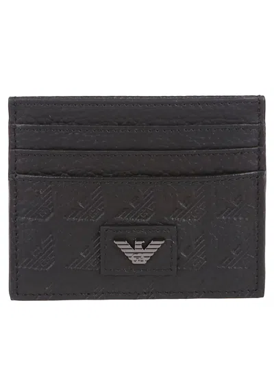 Emporio Armani Logo Plaque Credit Card Holder In Black