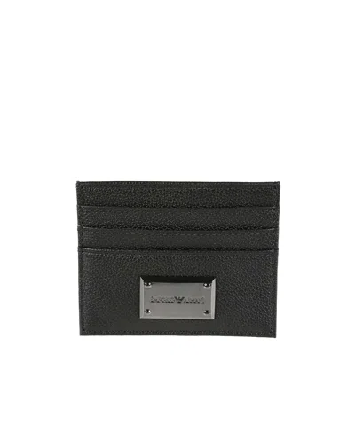 Emporio Armani Logo Plaque Credit Card Holder In Black