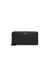 Emporio Armani Asv Regenerated Saffiano Leather Zip-around Wallet With Eagle Plate In Black