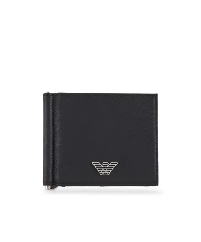 Emporio Armani Logo-plaque Folded Wallet In Black