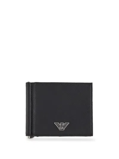 Emporio Armani Logo-plaque Folded Wallet In Black