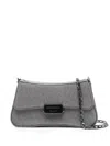 Emporio Armani Logo-plaque Glittered Shoulder Bag In Silver