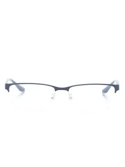 Emporio Armani Logo-plaque Half-rim Glasses In Blue