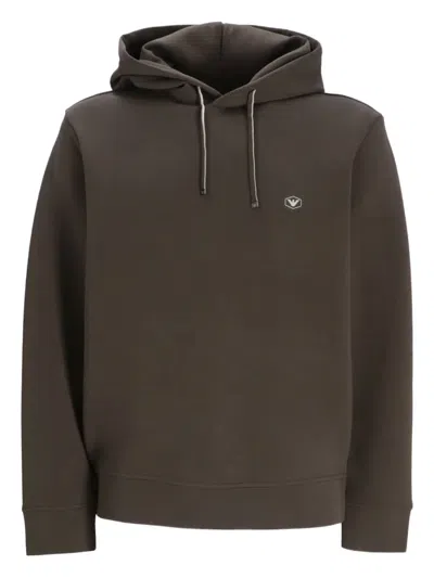Emporio Armani Logo-plaque Hoodie In Green