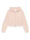 Emporio Armani Cotton Drop Shoulder Zippered Hoodie In Pink