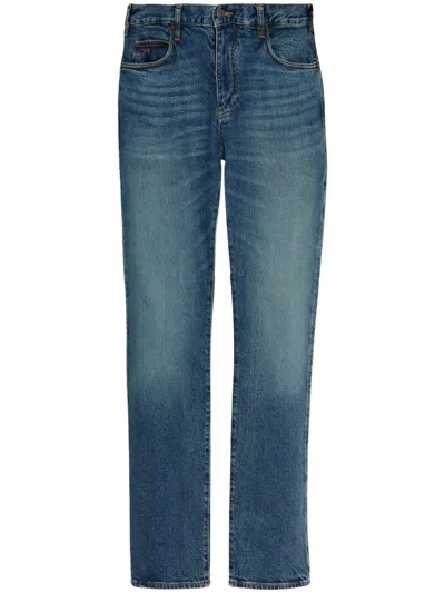 Emporio Armani Logo-plaque Jeans In Blau