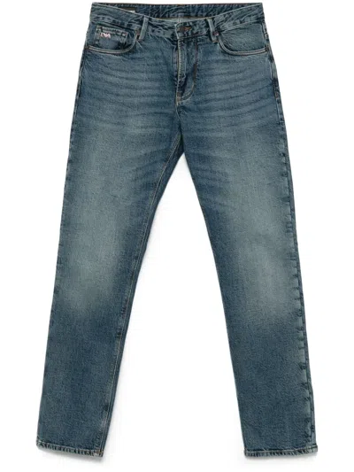 Emporio Armani Logo-plaque Jeans In Blue