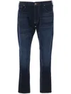 Emporio Armani Blue Five Pocket Jeans With Logo Patch On The Back In Blue