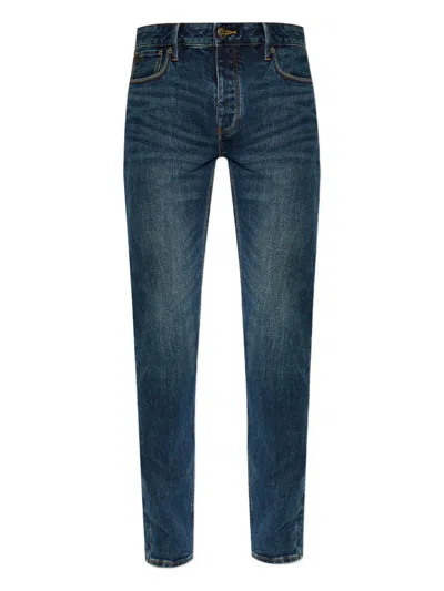 Emporio Armani Logo-plaque Jeans In Blue