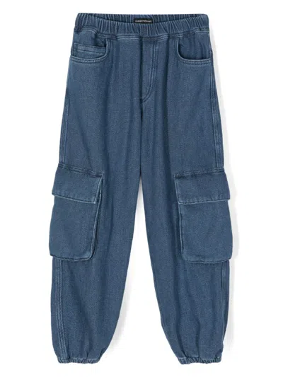 Emporio Armani Kids' Logo-plaque Jeans In Blue