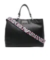 Emporio Armani Logo-plaque Leather Tote Bag In Black