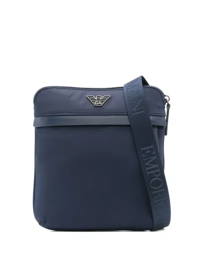 Emporio Armani Logo-plaque Messenger Bag In Blue