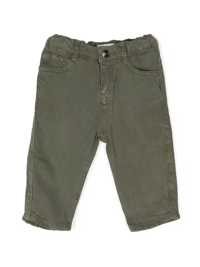 Emporio Armani Babies' Logo-plaque Mid-rise Tapered Jeans In Green
