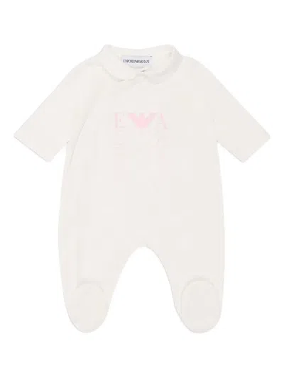 Emporio Armani Babies' Logo-plaque Peter Pan Collar Jumpsuit In Gray