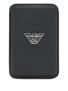 Emporio Armani Asv Regenerated Saffiano Magnetic Card Holder In Black