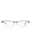 Emporio Armani Logo-plaque Rectangle-frame Glasses In Green
