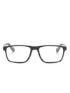 Emporio Armani Logo-plaque Rectangle-frame Glasses In Grey