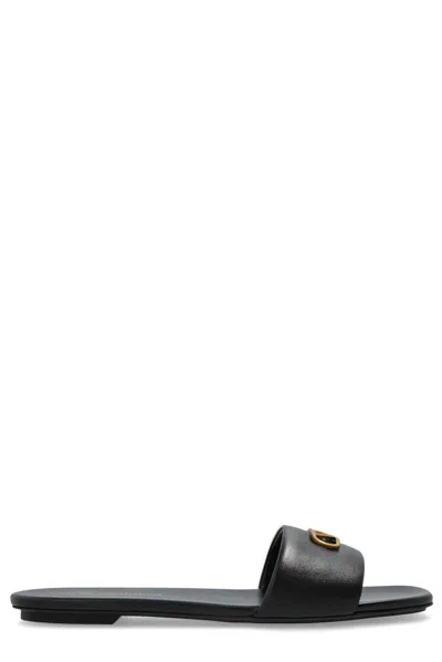 Emporio Armani Logo Plaque Sandals In Black
