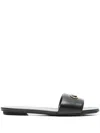 Emporio Armani Nappa-leather Sandals With Eagle Plate In Black