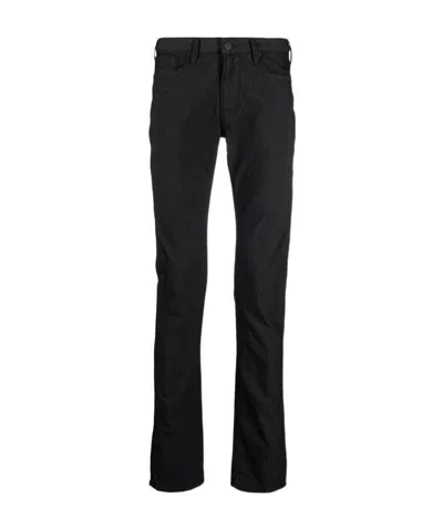 Emporio Armani Logo-plaque Slim-cut Trousers In Black