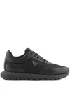 Emporio Armani Asv Recycled Nylon Sneakers With Regenerated Saffiano Details In Black