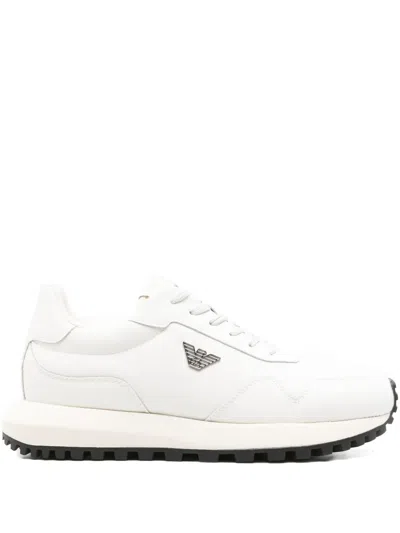 Emporio Armani Sneakers Leather Panel Recycled Material In White