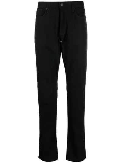 Emporio Armani Logo-plaque Straight-leg Jeans In Black