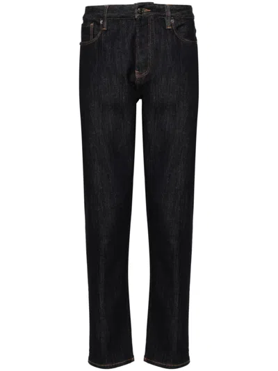 Emporio Armani Logo-plaque Straight-leg Jeans In Blue