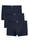 Emporio Armani Logo-plaque Stretch-cotton Trunks In Blue