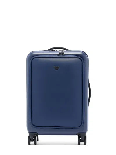 Emporio Armani Logo-plaque Suitcase In Blue
