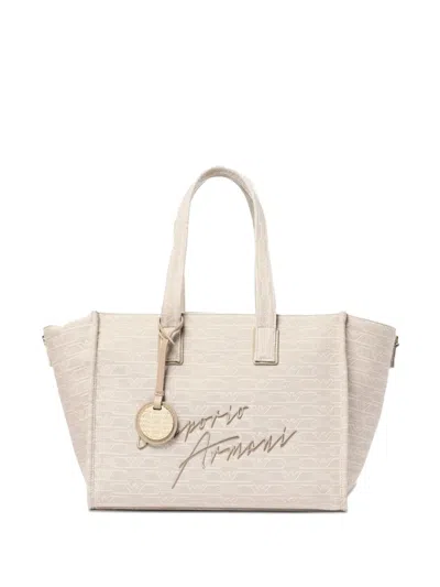 Emporio Armani Logo-plaque Tote Bag In Neutral