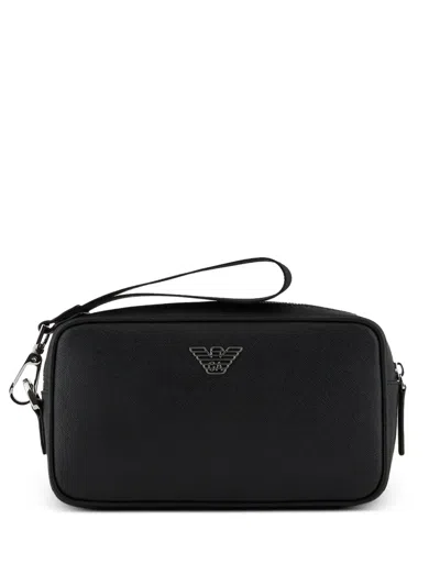 Emporio Armani Logo-plaque Wash Bag In Black