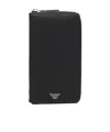 Emporio Armani Official Store Asv Large Currency Holder In Regenerated Saffiano Leather With Eagle Plate In Black