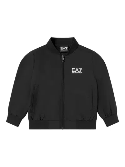 Emporio Armani Kids' Logo-plaque Zip-front Jacket In Black