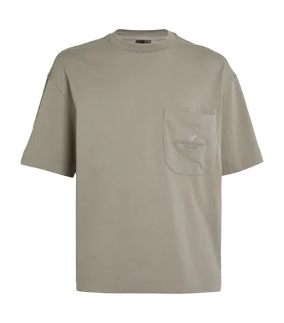 Emporio Armani Logo Pocket T-shirt In Grey