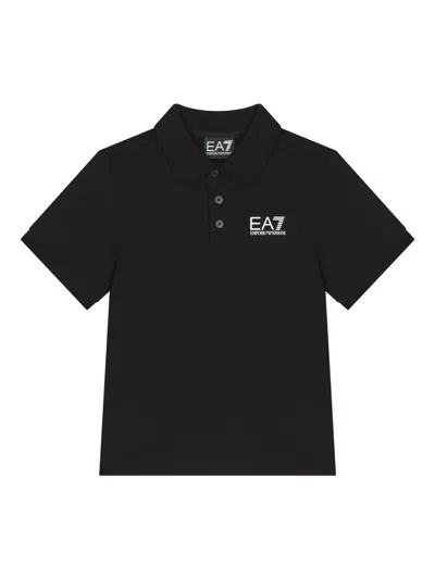 Emporio Armani Kids' Logo Polo-shirt In Black