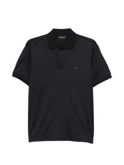 Emporio Armani Lyocell Cotton Polo Shirt In Black