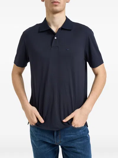 Emporio Armani Logo Polo Shirt In Blue