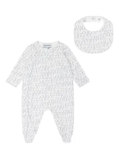 Emporio Armani Logo-print Babygrow Set In Blue