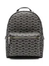 Emporio Armani Coated Faux Leather Logo Print Backpack With Front Pocket In Black