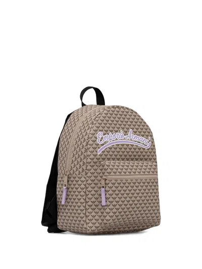 Emporio Armani Kids' 로고 프린트 백팩 In Purple