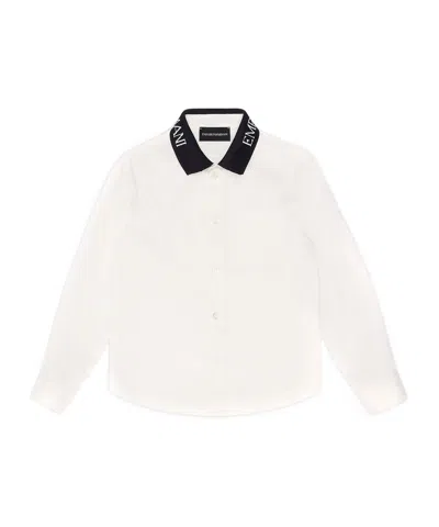 Emporio Armani Logo-print Collar Shirt In White