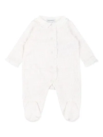 Emporio Armani Logo-print Cotton Babygrow Set In White