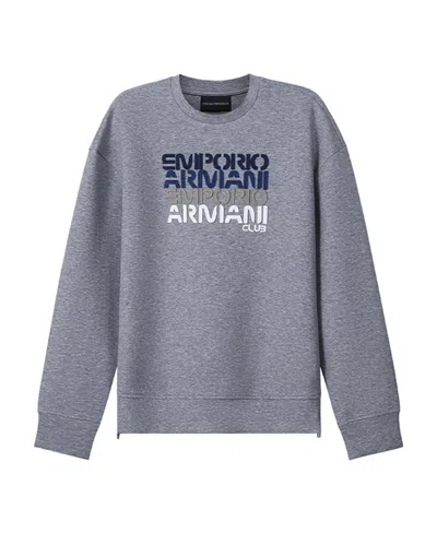 Emporio Armani Logo-print Cotton-blend Sweatshirt In Gray