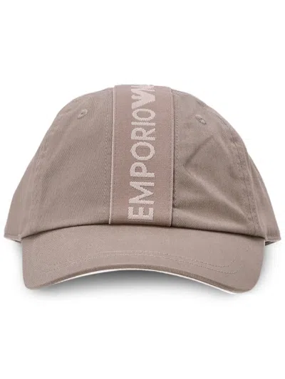 Emporio Armani Logo-print Cotton Cap In Neutrals