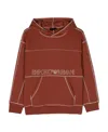 Emporio Armani Logo-print Cotton Hoodie In Red