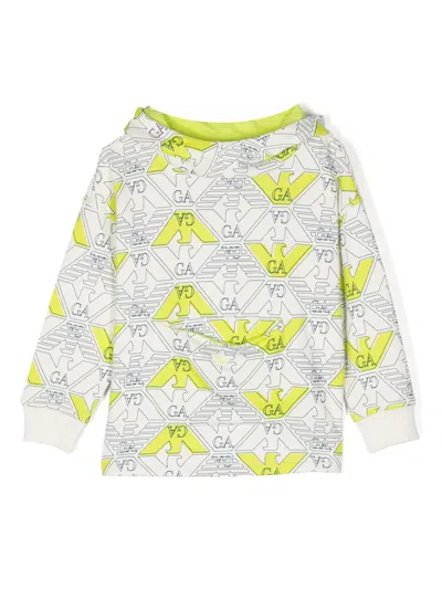 Emporio Armani Kids' Logo-print Cotton Hoodie In White