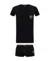 Emporio Armani Logo Print Cotton Lounge Set In Black