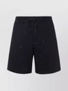 Emporio Armani Allover Logo Cotton Shorts In Black